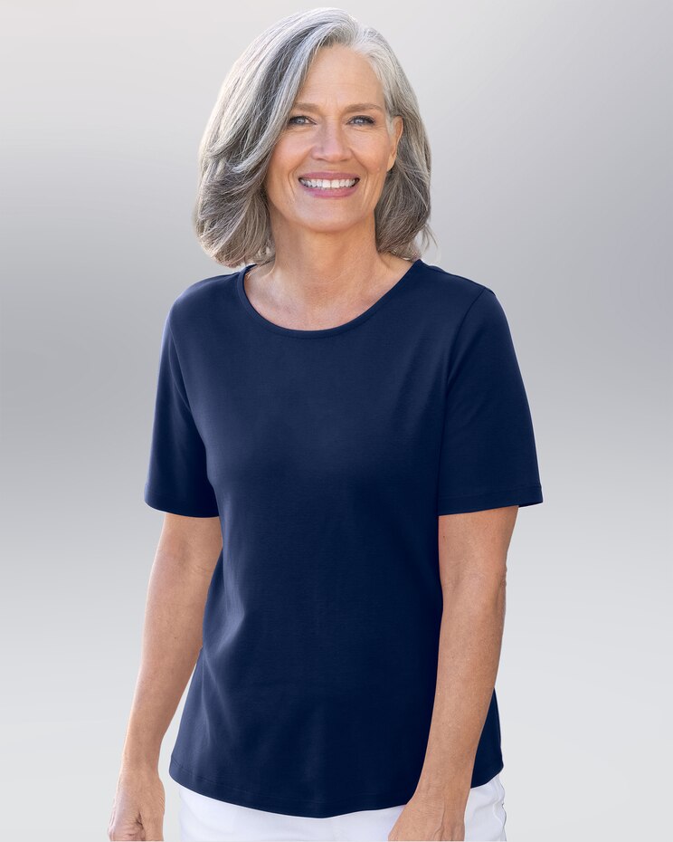 Coastal Cotton Short-Sleeve Jewelneck Tee image number 1