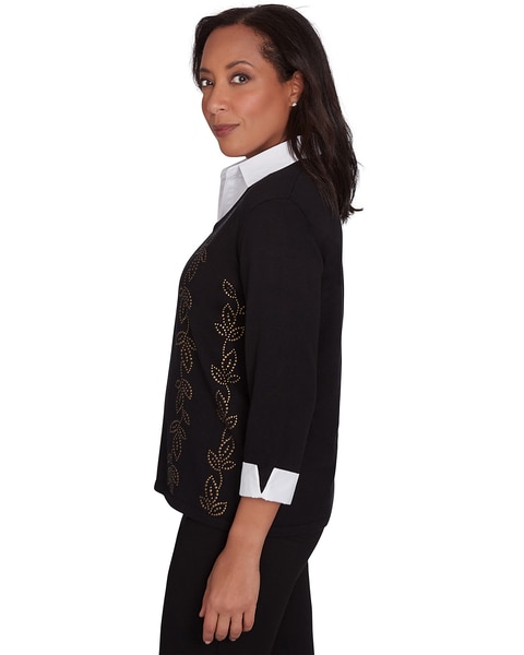 Alfred Dunner® Rue Rivoli Beaded Embroidered Cozy Two in One Top