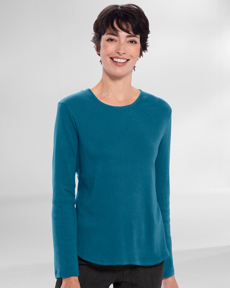 Coastal Cotton Long-Sleeve Solid Scoopneck Tee image number 1