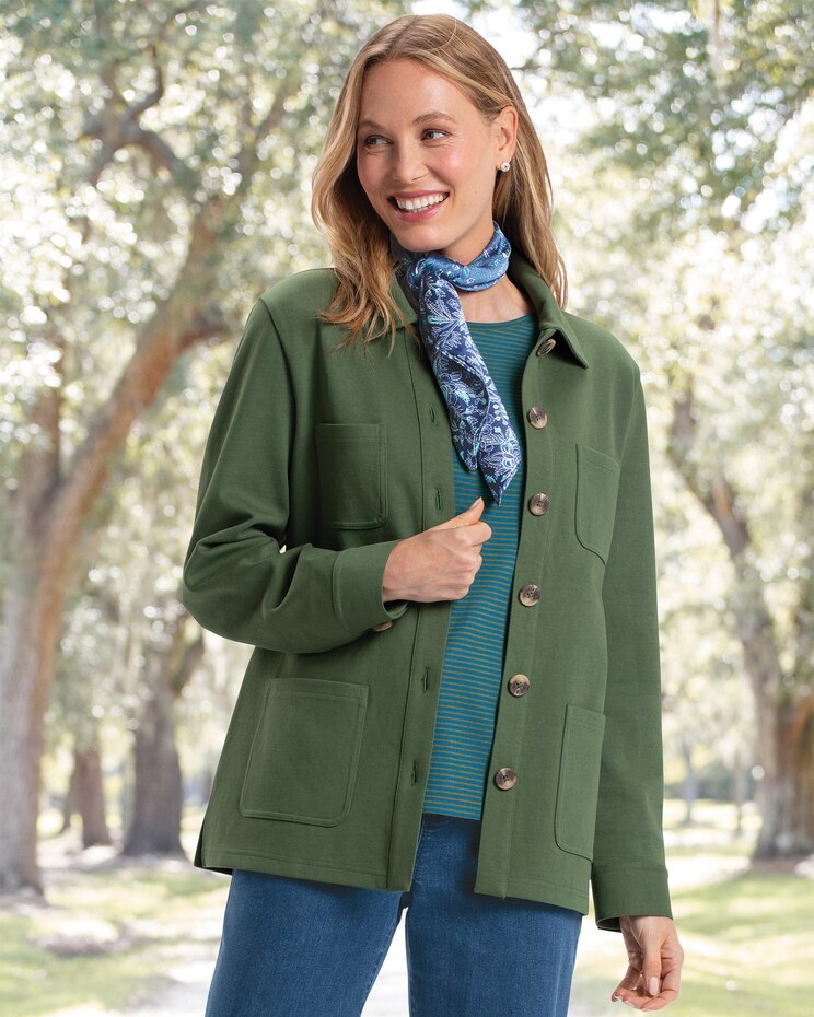 Casual Knit Shirt Jacket image number 1
