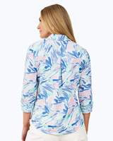 Lucie 3/4 Sleeve Tropical Paint Strokes Blouse thumbnail number 2