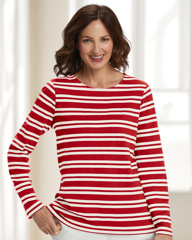 Essential Cotton Candy-Cane Stripe Long-Sleeve Tee image number 1