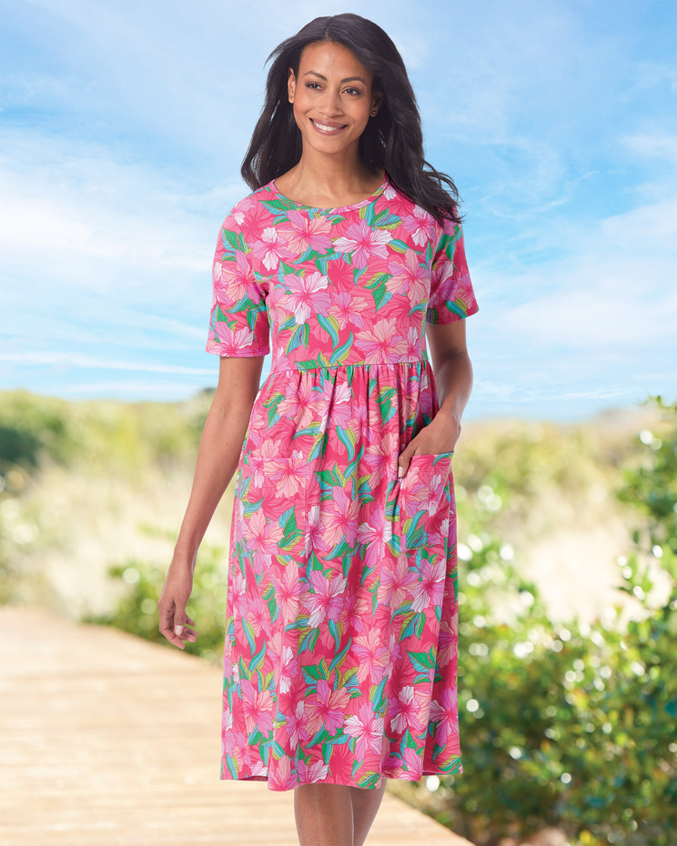 Tropical Floral Boardwalk Knit Weekend Dress image number 2