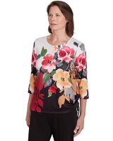 Alfred Dunner® Runway Ready Floral Crew Neck with Drawstring Hem Top thumbnail number 3