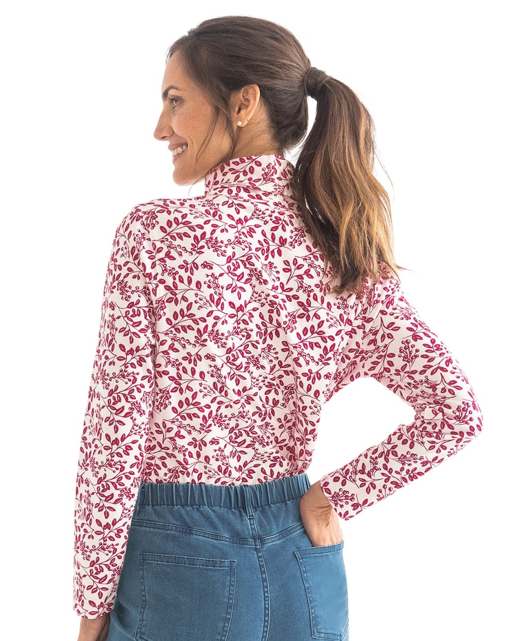 Essential Cotton Leaf & Berries Print Turtleneck image number 3