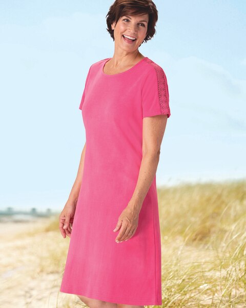 Lace-Trim Boardwalk Knit Dress