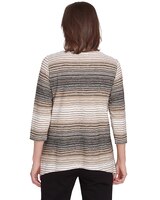 Alfred Dunner® Romancing The Stone Neutral Spliced Textured Stripe Tee thumbnail number 2