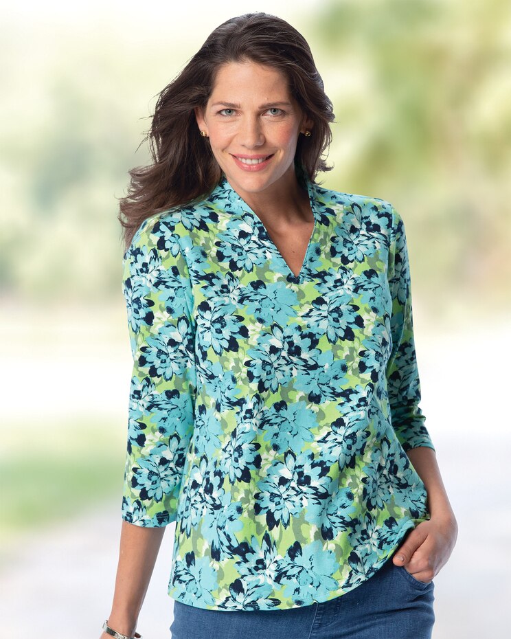 Prima™ Cotton Painted Blossoms Narrow-V Tee image number 1