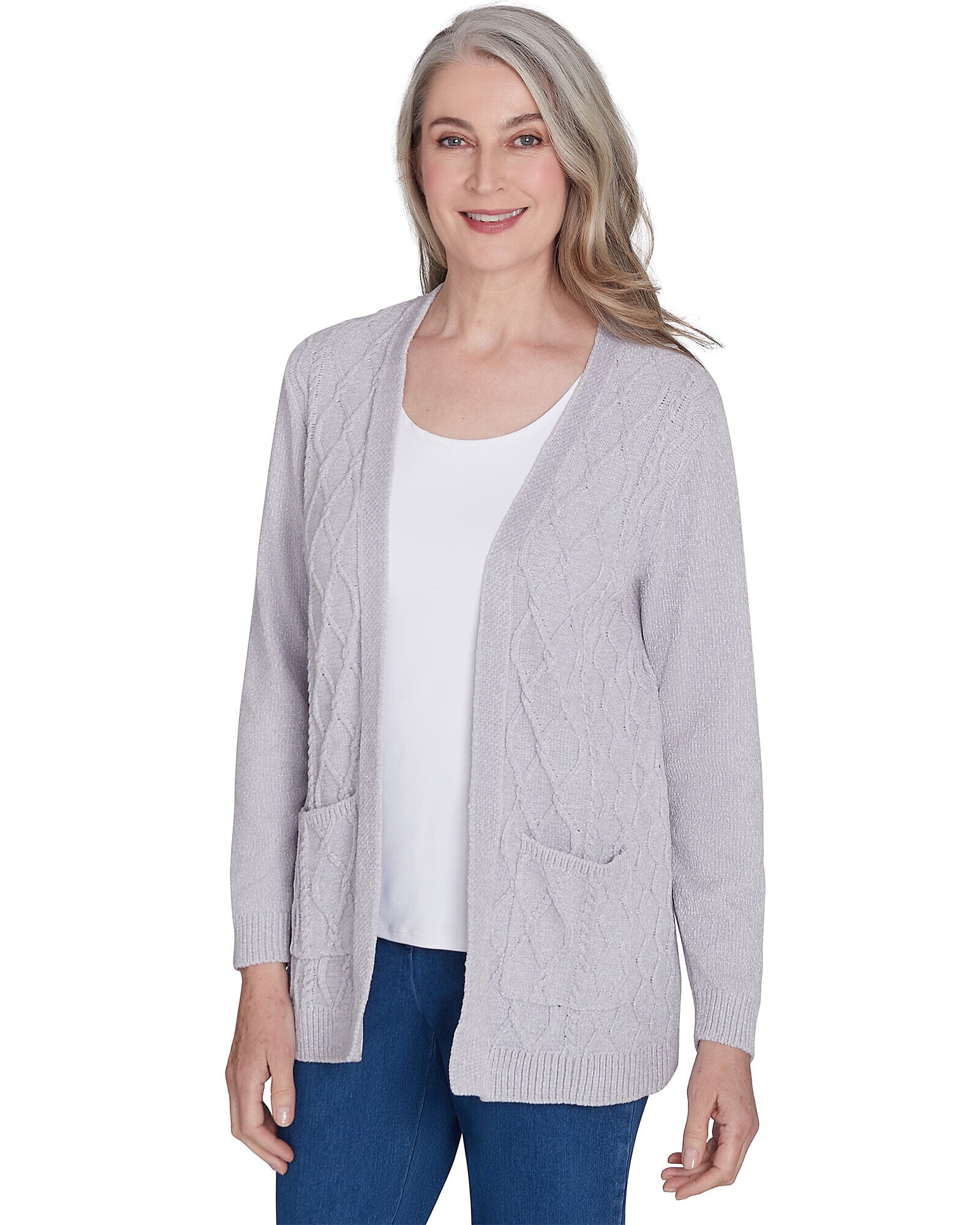 Alfred dunner chenille cardigan sweater online