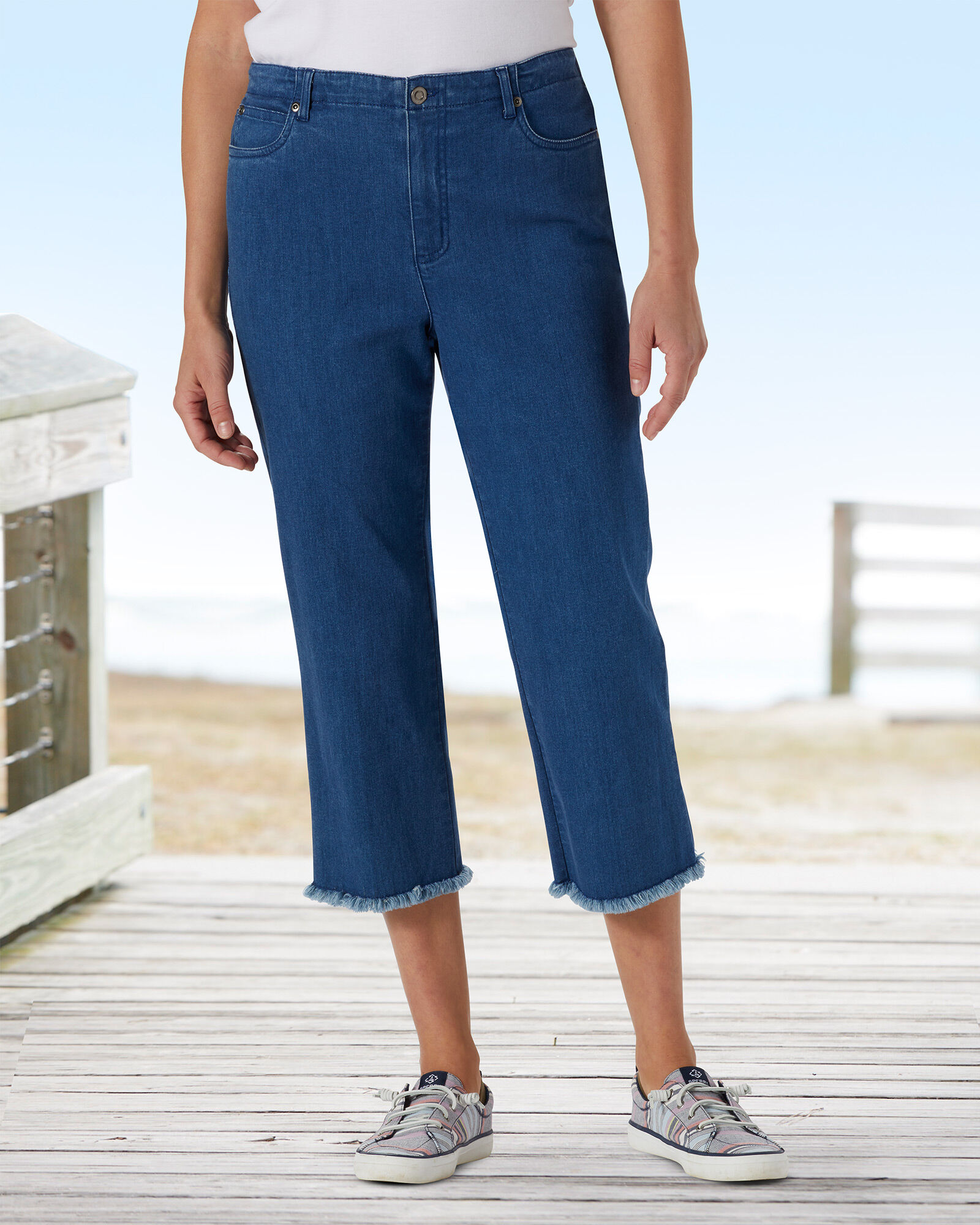 Capri jeans with fringe discount