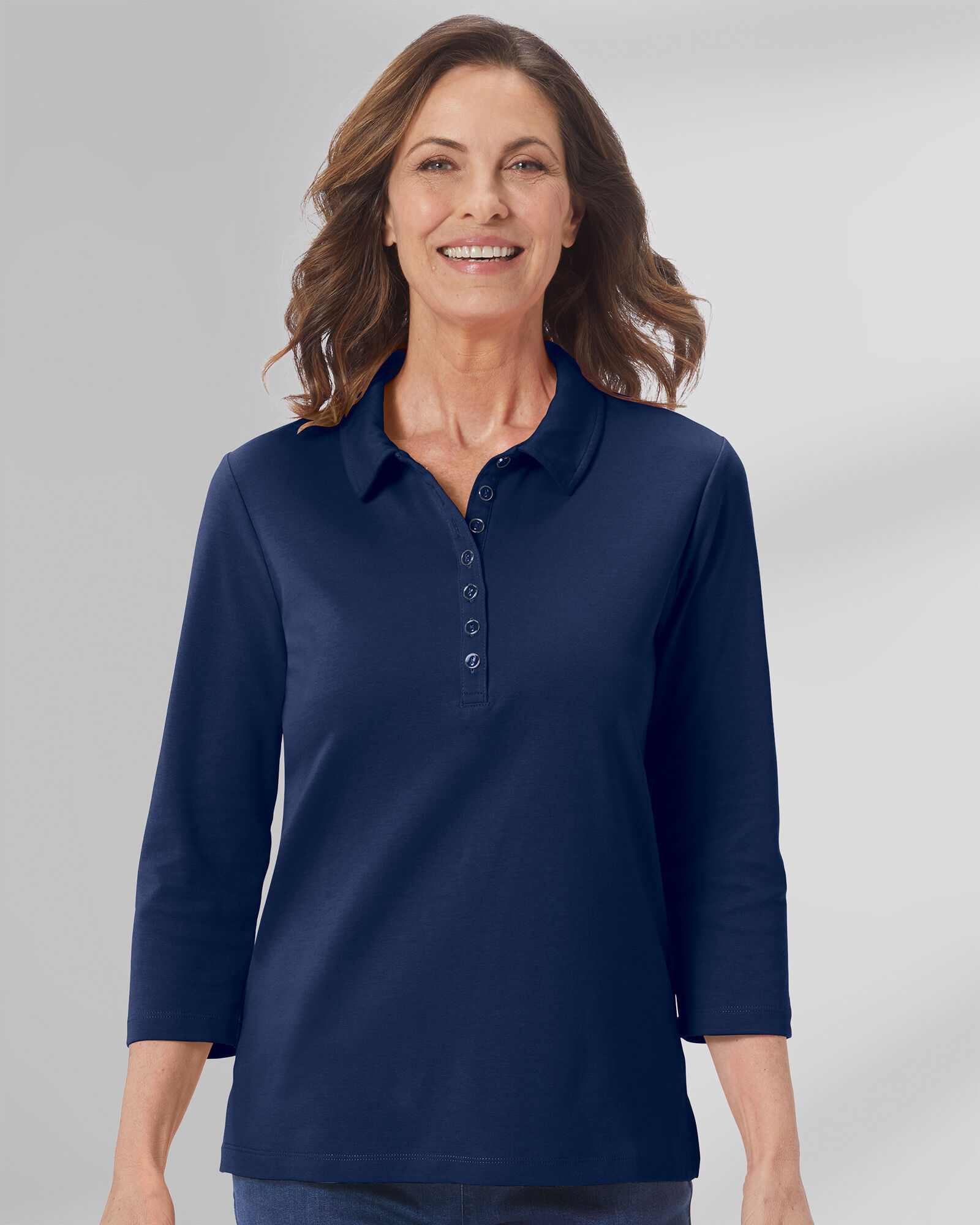Women's polo shirts with three quarter sleeves top
