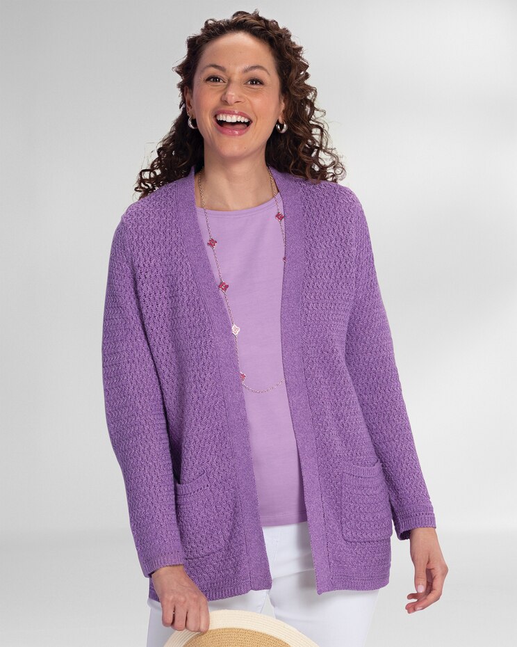 Linen/Cotton Basketweave Cardigan image number 1