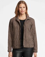 Foxcroft Thelma Mini Gigham Crinkle Jean Jacket thumbnail number 1