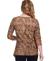Ruby Rd® Keyhole Medallion Paisley Border Jersey Top thumbnail number 3