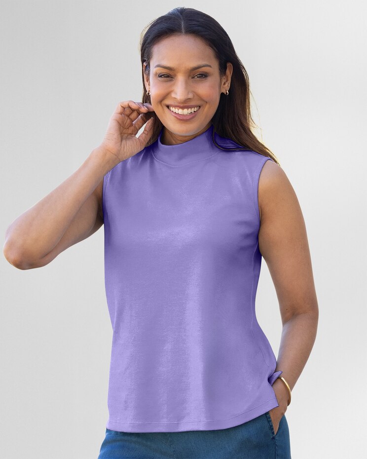 Essential Cotton Sleeveless Mockneck image number 1