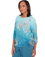 Alfred Dunner® Sedona Sky Ombre Bird Beaded Neck Top thumbnail number 3