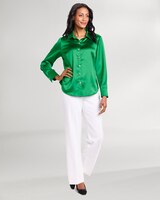Jewel-Button Satin Blouse thumbnail number 3