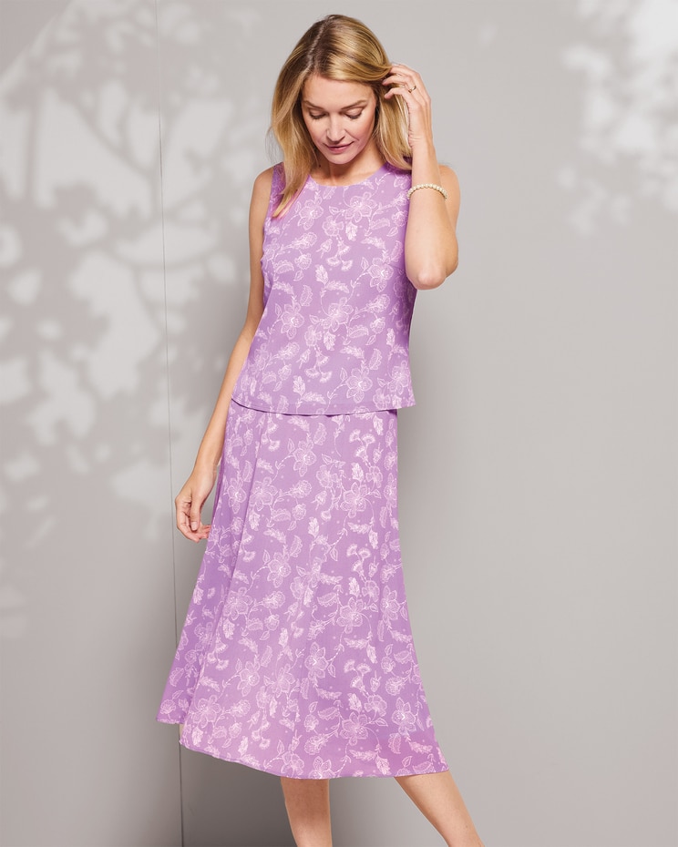Etched-Floral Crinkle 2-Piece Dress image number 1