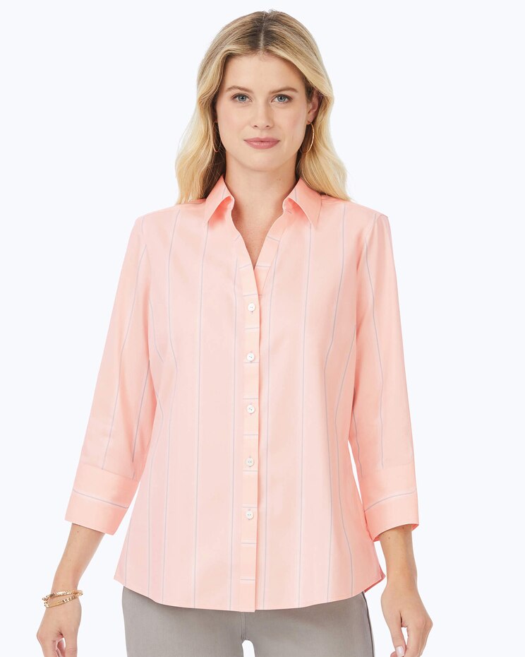 Mary 3/4 Sleeve Stretch Stripe Shirt image number 1