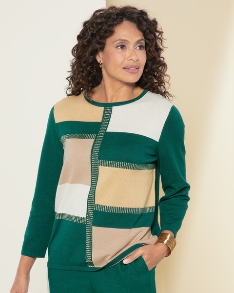Graphic Colorblock Sweater by Alfred Dunner