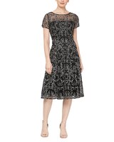 S.L. Fashions Crochet Long Blouson Dress thumbnail number 1