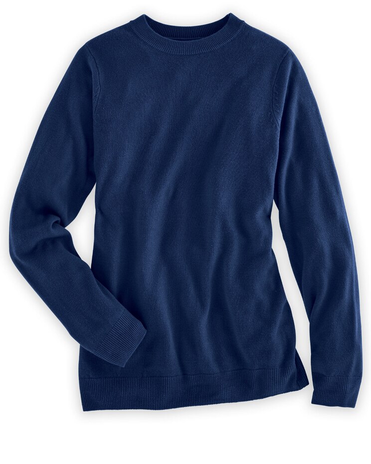 Long-Sleeve Cashmere-Like Crewneck Sweater image number 1
