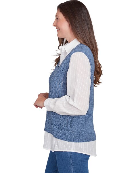 Alfred Dunner® Lake Victoria Woven Layered Clip Jacquard Sweater  Vest