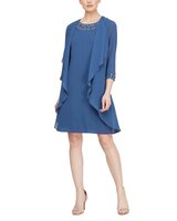 S.L. Fashions Embroidered Soutache Dress with Sheer Yoke thumbnail number 1