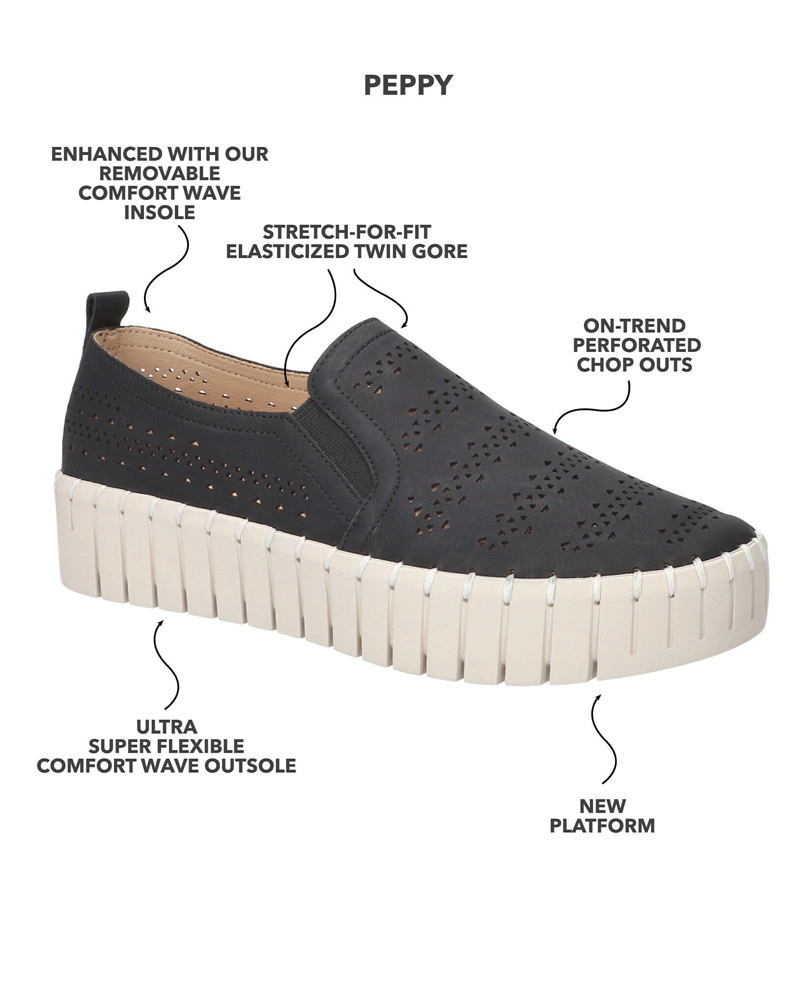 【正規品】 Easy Street® Peppy Platform Sneakers ストラップ
