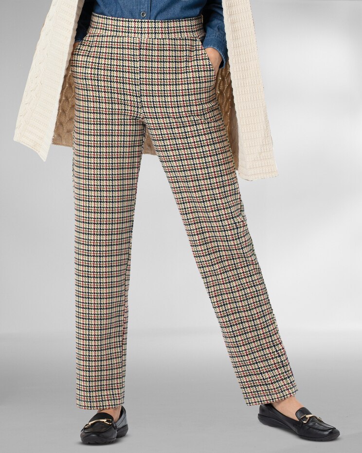 Everyday Knit Straight-Leg Houndstooth Pants image number 1