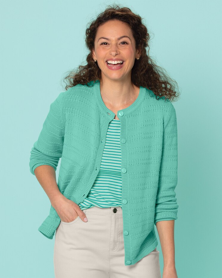 Bayside Cotton Textured Stripe Cardigan image number 1
