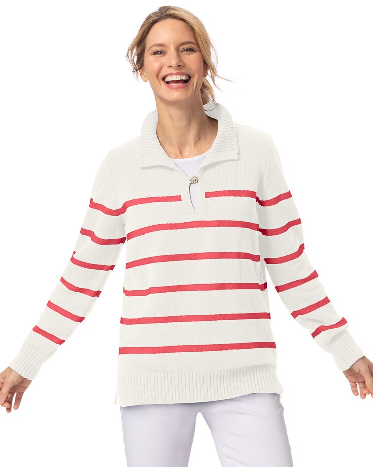 Mariner Stripe Rib-Collar Sweater image number 1