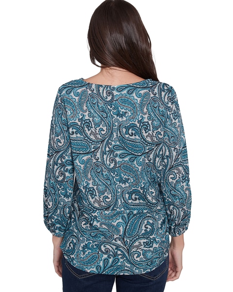 Ruby Rd® Wintery Glow Knit Emb Paisley Top