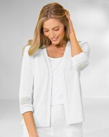 Linen/Cotton Crochet-Trim Cardigan thumbnail number 1