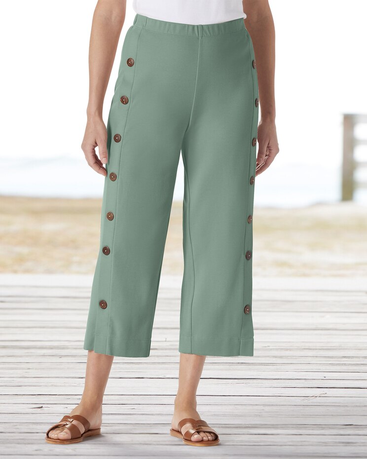 Sahara Side-Button Knit Capris image number 1