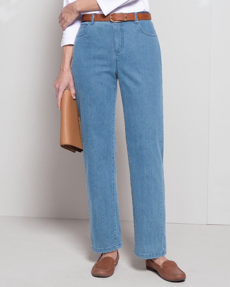 DreamFlex Denim Comfort-Waist Classic Straight Jeans image number 1