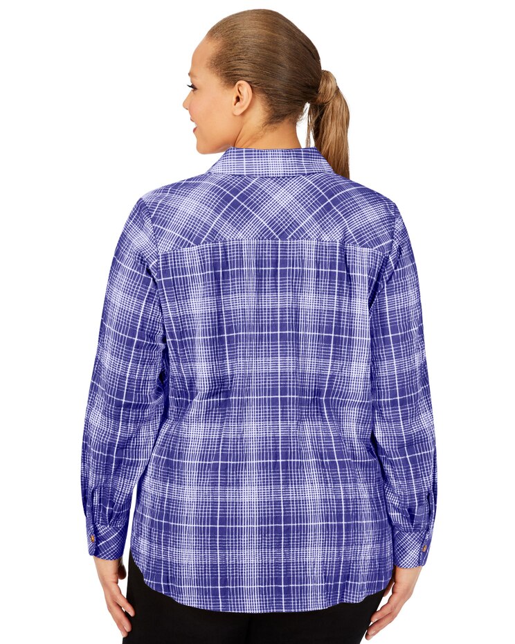 Foxcroft Rhea Long Sleeve Plaid Perfection Shirt image number 5