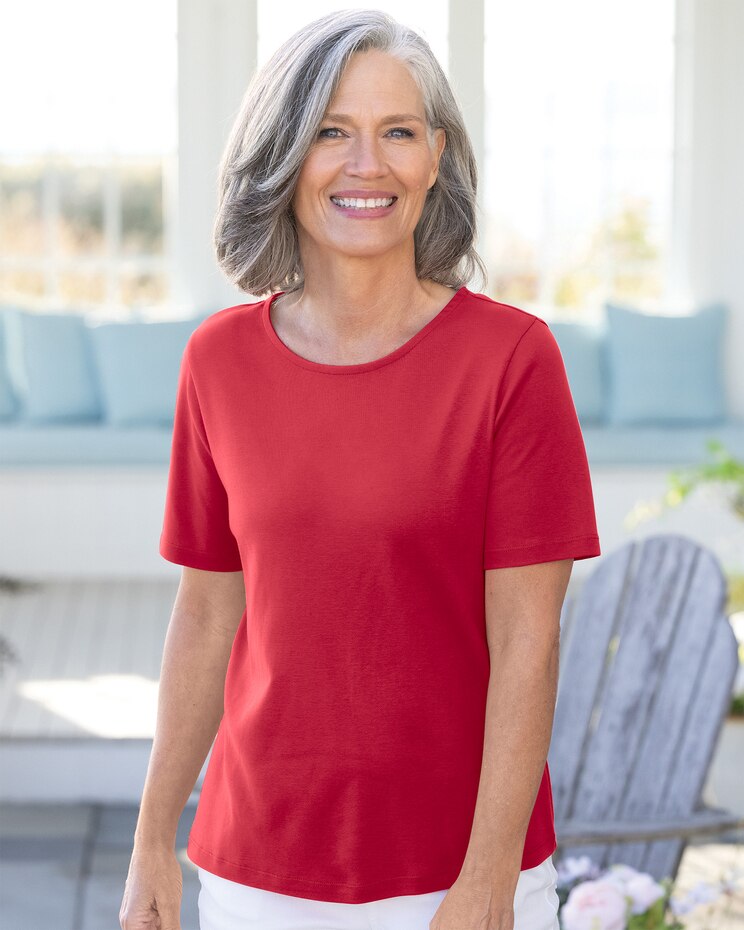 Coastal Cotton Short-Sleeve Jewelneck Tee image number 1