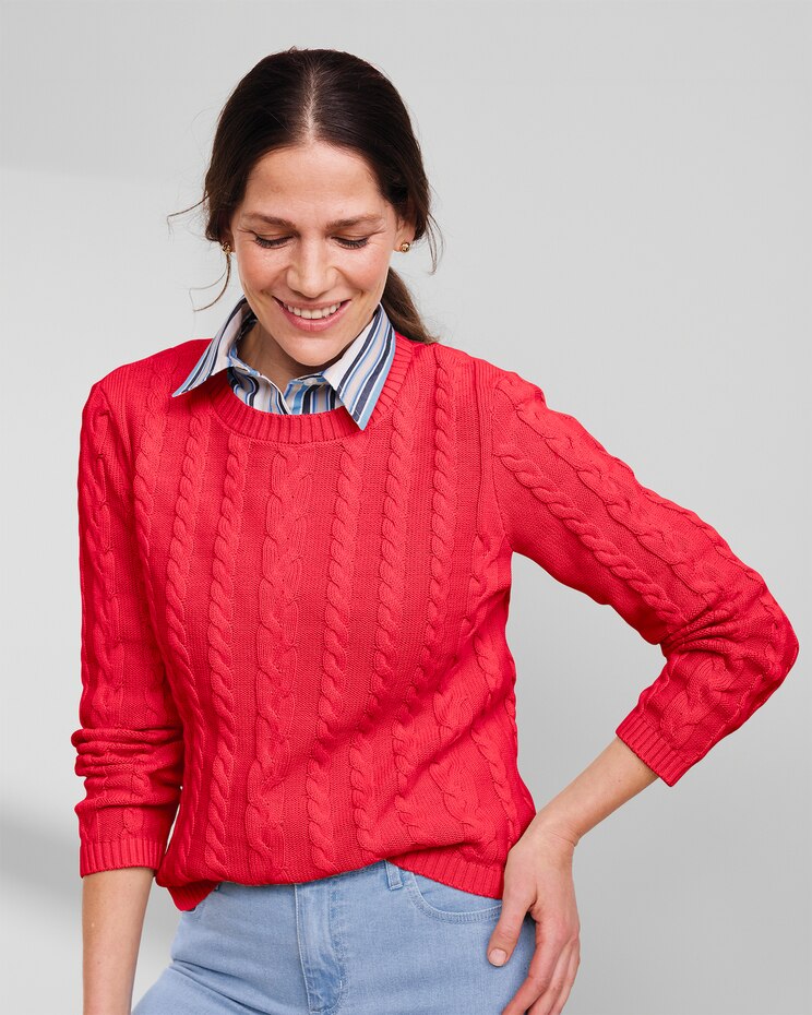 Bayside Cotton Mixed-Cable Pullover image number 1