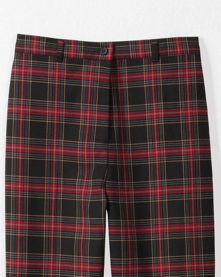 Tartan Plaid Comfort-Waist Pants image number 2