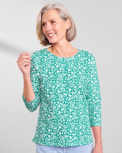 Prima™ Cotton Stenciled Floral Tee 