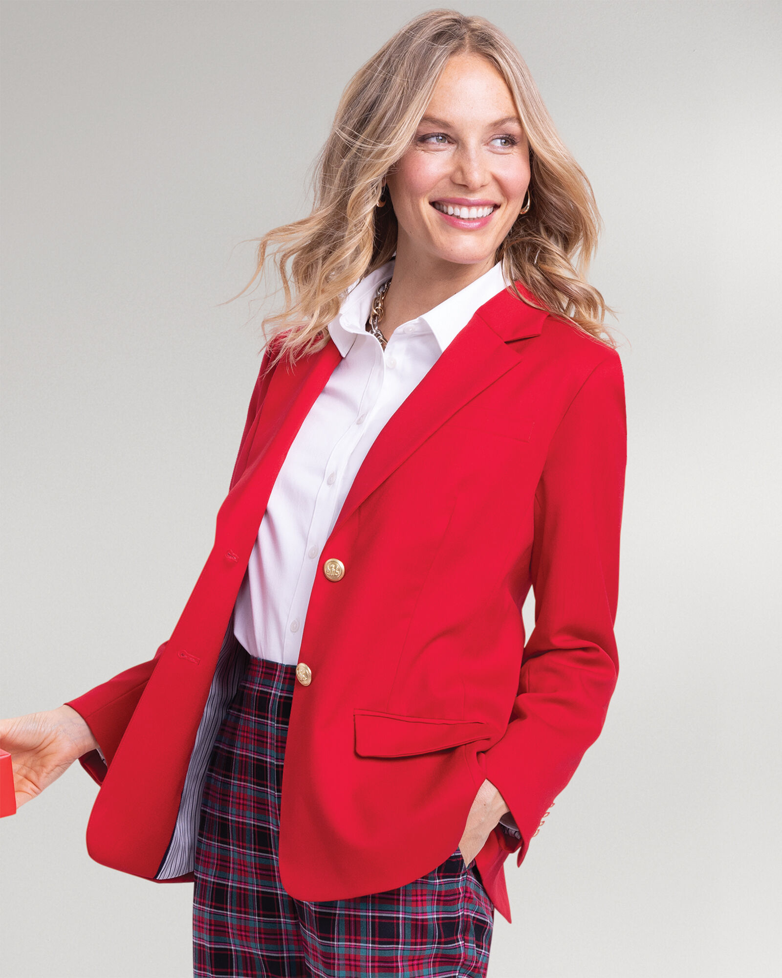 Red wool blazer womens deals