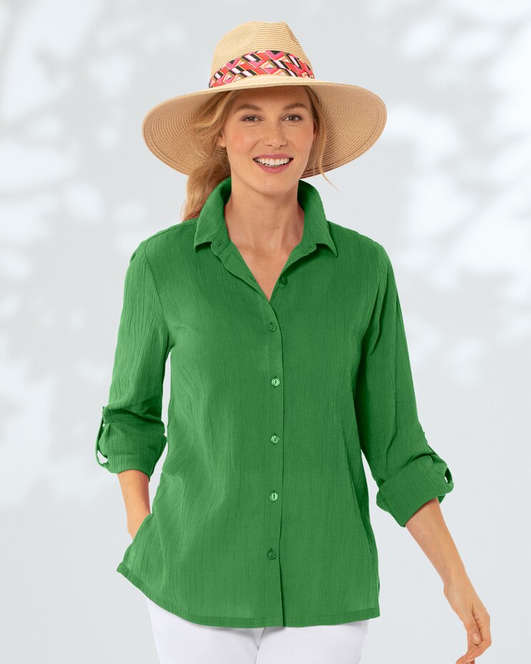 Crinkled Cotton Solid Shirt image number 1