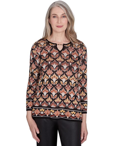Alfred Dunner® Rue Rivoli Cozy Beaded Split Neck Top