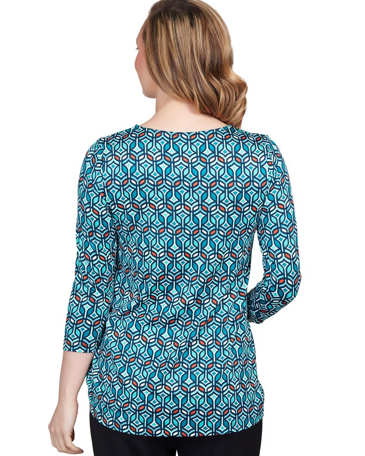 Ruby Rd® Geometric Puff Print Twisted Top image number 3