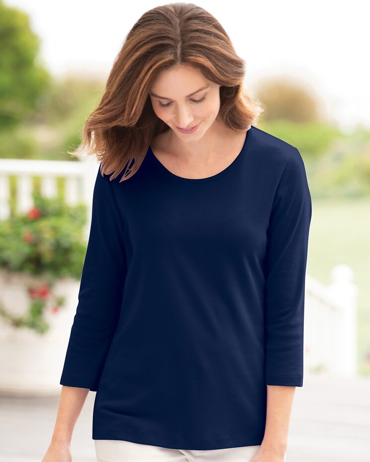 Coastal Cotton 3/4-Sleeve Scoopneck Tee image number 1