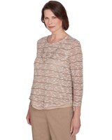Alfred Dunner® Charm School Space Dye Textured Top With Necklace thumbnail number 3
