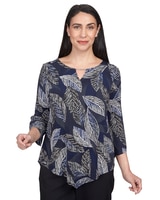Alfred Dunner® Leaves Pointed Hem Top thumbnail number 1