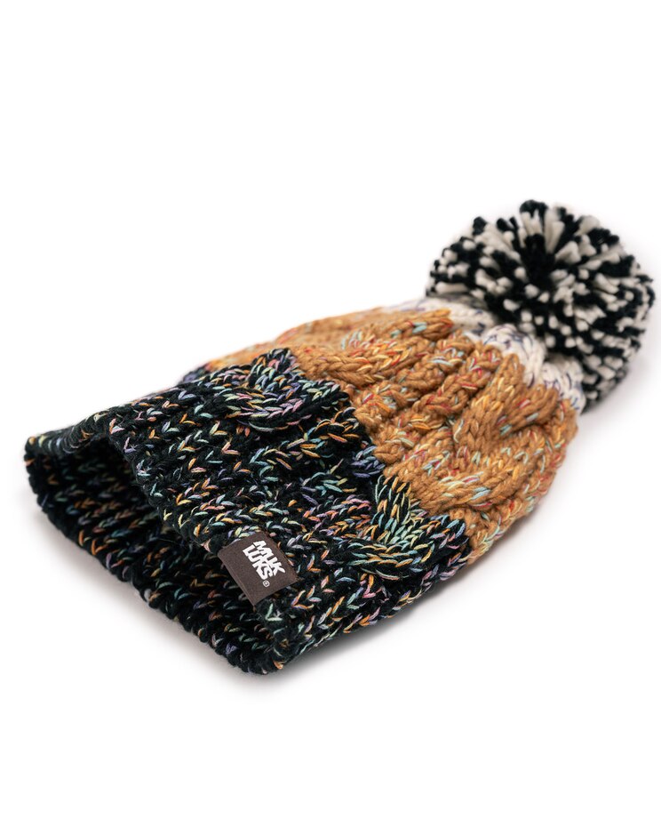 MUK LUKS® Womens Colorblock Stripe Cable Beanie image number 3