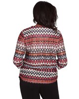 Alfred Dunner® Runway Ready Geometric Crew Neck Top with Side Ruching thumbnail number 2